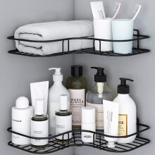 No Drill Bathroom Storage Rack, WaterResistant SpaceSaving Corner Shelf for Kitchen and Bathroom (Pack of 1)