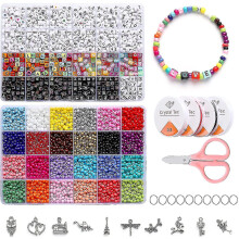Perlen-Schmuckset mit 5000 Glasperlen (4 mm, Alphabet) zum Selbermachen von Armbändern und Schmuck