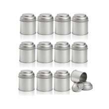 Conjunto de 12 latas de chá com tampa dupla hermética, capacidade de 227g (8oz), redondas, para cozinha. Lata de chá pequena.