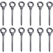 12 x Eye Bolt with Wood Thread, M8 x 80mm Bolt Ring Eye Bolt 304 Stainless Steel Eye Nut, Hook Screw Hook Bolts