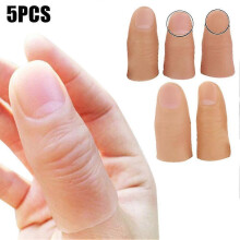 Conjunto de 5 peças de pontas de polegar falsas e macias para truques de mágica com os dedos, adereços para apresentações de palco e pegadinhas.