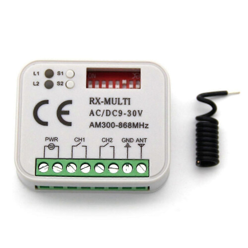 Universal 2 Channel Wireless Garage Door 433 Mhz Dc12v 24v Fixed Code Rolling Code Receiver Control