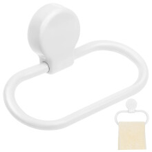 Self Adhesive Towel Ring No Drilling Holder for Bathroom and Kitchen, White Compact Hanger