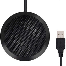 Microfone USB para conferências, microfone condensador omnidirecional para PC com botão de silenciamento e indicador LED.