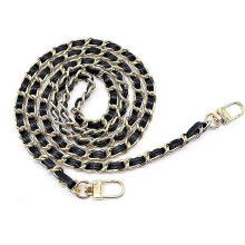 Vervangende verstelbare leren schouderriem met metalen draaibare haken, geschikt voor schoudertassen, handtassen en 8 mm brede gouden ketting.