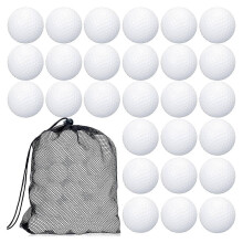 Conjunto de 100 bolas de golfe ocas para treino, com sacos de armazenamento em malha com cordão.