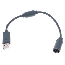 Cavo adattatore USB per controller cablato, compatibile con Xbox 360, colore grigio, lunghezza 23 cm.