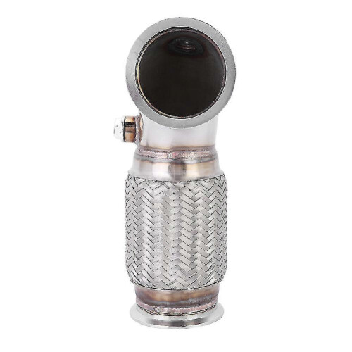 Downpipe de aço de 3 polegadas com flange V-Band, ângulo baixo de 90 graus, fole flexível e plugue para sensor de oxigênio. 2