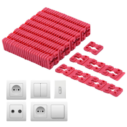96Pcs Red Plastic Outlet Spacers for Electrical Box, Stackable Shim Kit for Flush Outlet Alignment