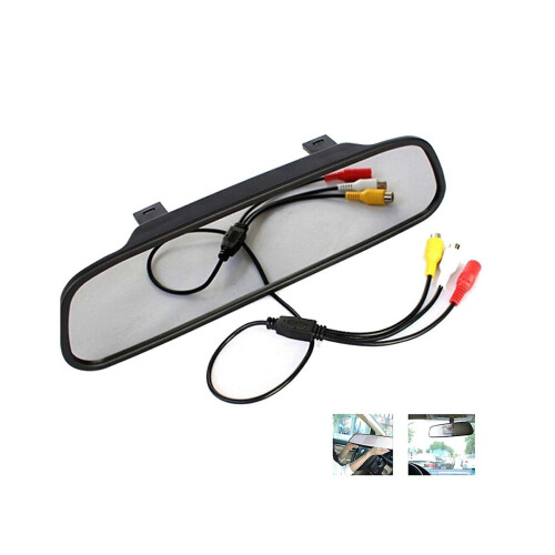 Espelho retrovisor automotivo com tela LCD HD de 4,3 polegadas, DVD player e câmera de ré. Acessórios para carro. 1