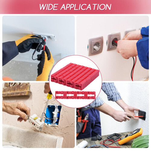 96Pcs Red Plastic Outlet Spacers for Electrical Box, Stackable Shim Kit for Flush Outlet Alignment 1