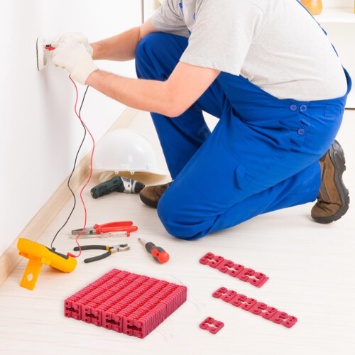 96Pcs Red Plastic Outlet Spacers for Electrical Box, Stackable Shim Kit for Flush Outlet Alignment 2