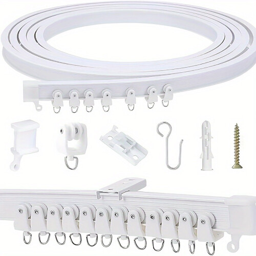 Flexible Bendable Ceiling Curtain Track U Shape Rail System for Room Divider Easy Ceiling Installation White
