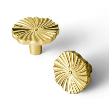 Brushed Gold Flower Cabinet Knobs Set of 6, Durable Zinc Alloy Drawer and Door Handles