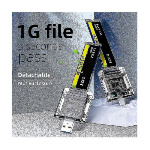Case M.2 SSD M.2 para USB 3.0 5Gbps de alta velocidade, compatível com SSDs SATA M.2 NGFF 2242, 2260 e 2280mm. 2