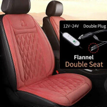 (2PCS Coral Flannel) 12V 24V Car Seat Heater 30s Fast Heated Car Seat Cover Flannel/Cloth Car Heating Mat Universal Winter Electric Heated Seat Cover