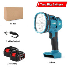 (two big battery) 18V Cordless LED Flashlight Work Light Flashlight For Makita LED Lamp USB Outdoor Emergency Lighting Spotlight For Makita