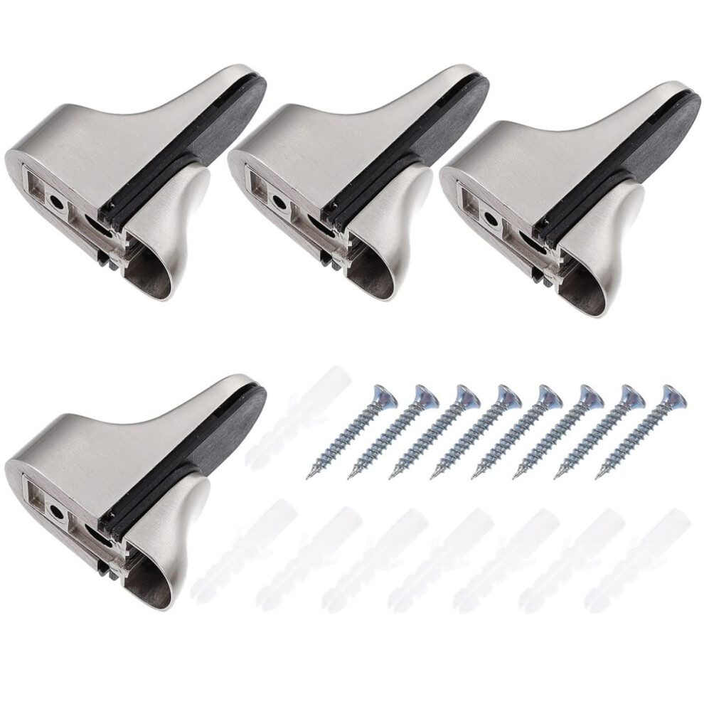 4Pcs Adjustable Glass Shelf Brackets Heavy Duty Wall Mount Clamps For Floating Shelves 9073542145189