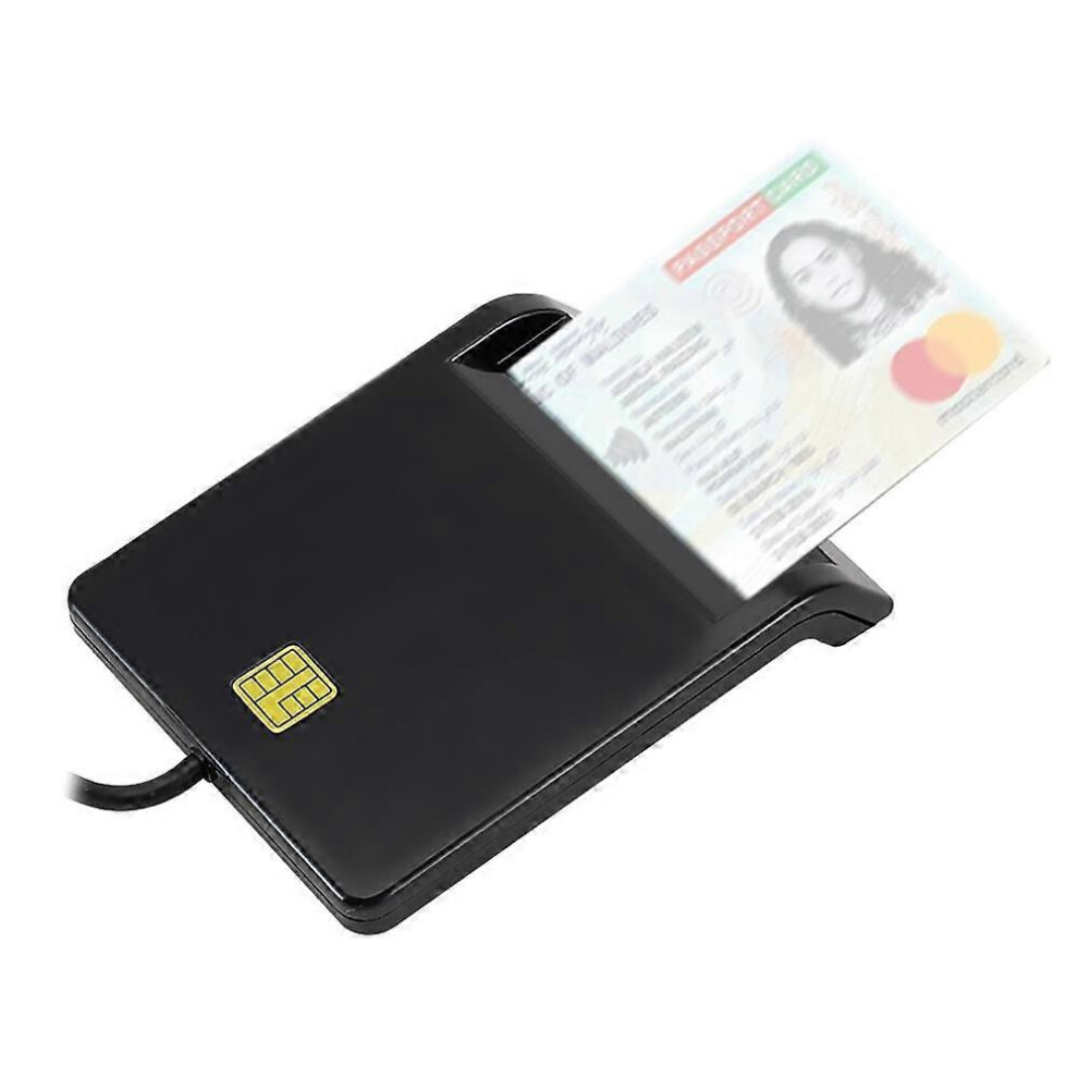 Smart Card Reader Compatible With Dod Military Usb Common Access Cac/Sim/Id/Ic Bank/Chip Cards Black 3609305759032