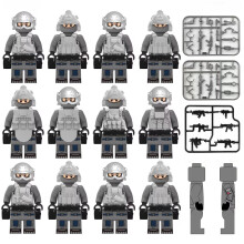 12 PCS Counterterrorism Advance Team Building Blocks Gray Role Play Figures for Kids