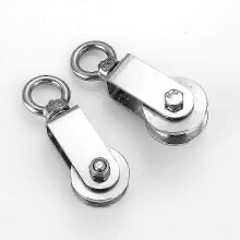 bloco de polias de aço com rolamentos de esferas internos. Polias de aço inoxidável compatíveis com cordas.
