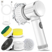 Spazzola elettrica rotante con 5 testine sostituibili, compatibile con vasca da bagno, pavimento, W