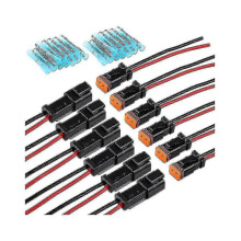 Kit com 6 pares de conectores DT de 2 pinos, macho e fêmea, adaptadores para chicote de fiação compatível com luzes de trabalho LED.