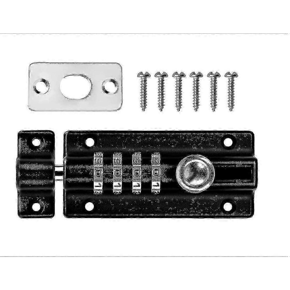 Combination Lock Latch 4 Digit Combination Lock Mechanical Code Door Lock Keyless Slide Lock Tamper Proof Door Lock Compatible With Cabinet Garden 3626076835178