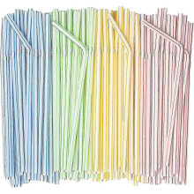Plastic Straws, 200 Packs Of Straws Drinking Plastic Straws Reusable Curly Straws Reusable Straw Multicolor Striped Bendable Straws Flexible Straws