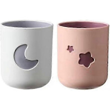 Two-tone bathroom toothbrush cup Little monster pattern Pink and white