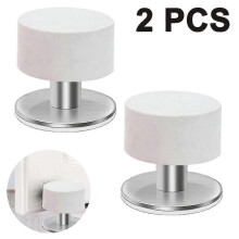 2 Pcs Self-adhesive Door Stoppers Robust Stainless Rubber Stoppers