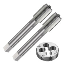 Conjunto de 3 peças de machos e cossinetes, machos de rosca métrica M12 x 1 e cossinete redondo, kit de ferramentas para rosqueamento.