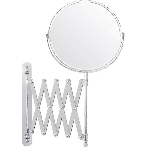 Chrome Wall Mounted Retractable 360 Rotating Mirror - 3x Magnification -