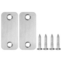 2 Pack Stainless Steel Door Strike Plate and Hole Cover Plate, Silver Finish, Quick Screw Installation for Wooden Doors