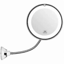 New 10X Magnifying Suction Mirror,Dimmable LED Lighted Power Locking Suction Cup with Day Light and 360 Degree Swivel,Portable Vanity