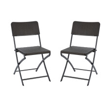 Set of 2 Folding Rattan Chairs 150kg Capacity Outdoor Patio Chairs, Black