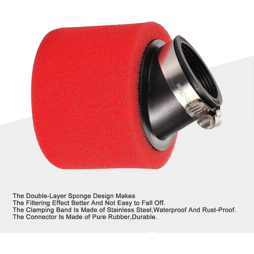 42-mm-Motorrad-Luftfilter, Ersatzfilter für Mopeds, Mini-Dirtbikes, Rot 2