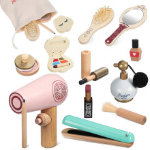 1 Kit de maquillage factice pour enfants, coffret de maquillage en bois pour enfants, kit de maquillage pour tout-petits