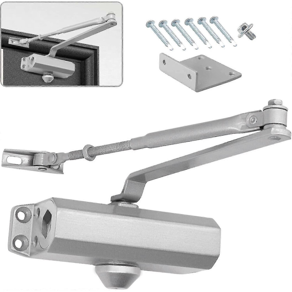Automatic Hydraulic Door Closer With Stop Device, Adjustable Spring,Buffer Closed 25-45 Kg Doorsilver 3753696680175