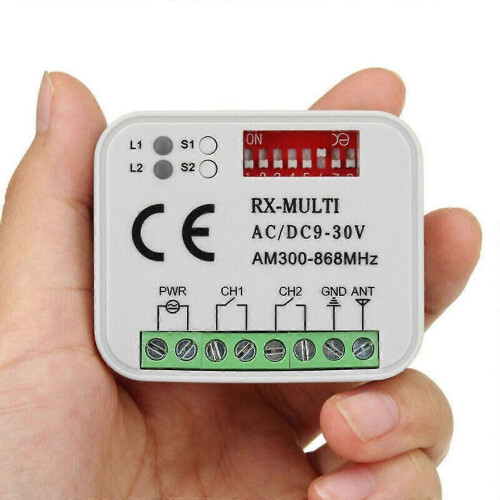 Universal 2 Channel Wireless Garage Door 433 Mhz Dc12v 24v Fixed Code Rolling Code Receiver Control 1