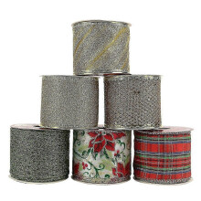 Christmas Tree Ribbon 6 Rolls 36 Yards Ribbon compatible with Christmas Tree Decoration Wired Ribbon compatible with Wreaths Topper Bow Making,B