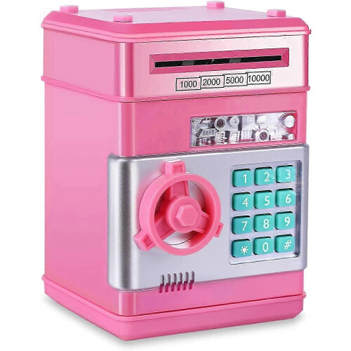 Cofrinho Cripto Digital Eletrônico Mini Caixa Eletrônico - Rosa