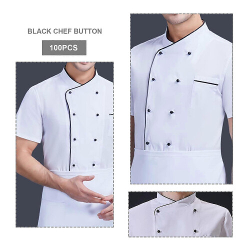 100 boutons ronds noirs pour veste de chef - Accessoires de rechange 2