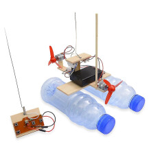 Kit fai da te per barca telecomandata, giocattolo STEM in legno, modello compatibile con ragazzi e studenti, ideale come regalo scolastico.