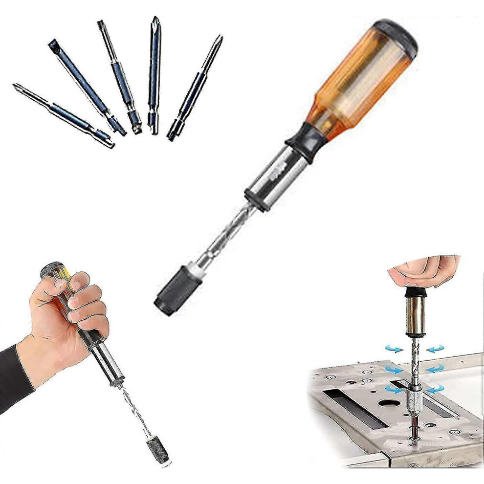 Spiral Screwdriver, Ratchet Screwdriver Push-Pull Ratcheting Screwdriver Set Adjustable Multi-Bit Screwdriver Detachable Spiral Ratchetin 3560623240407