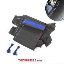 (red blue line-Blue) Car Interior Steering Wheel Cover For BMW E36 E39 1995-2000 E46 1998-2004 X3 E83 X5 E53 2000-2006 Hand Braid Suede Leather Trim