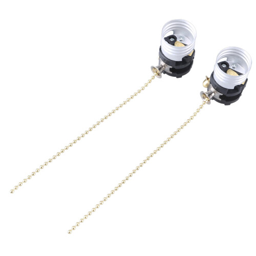 Light Socket with Pull Chain E26 E27 Metal Lamp Holder Easy Installation Remote Control Compatible 2