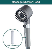 Hogedrukdouchekop met filter, 3 standen, instelbare druk, eco-waterbesparing, waterstop met één druk op de knop, massagefunctie, badkameraccessoires