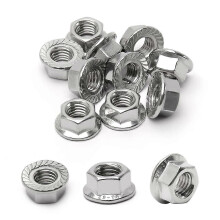 Verpakking van 16 stuks M10 getande flensmoeren, M10-1,5 mm zeskantflensmoeren, borgmoeren, vervangingsmoer compatibel met DI