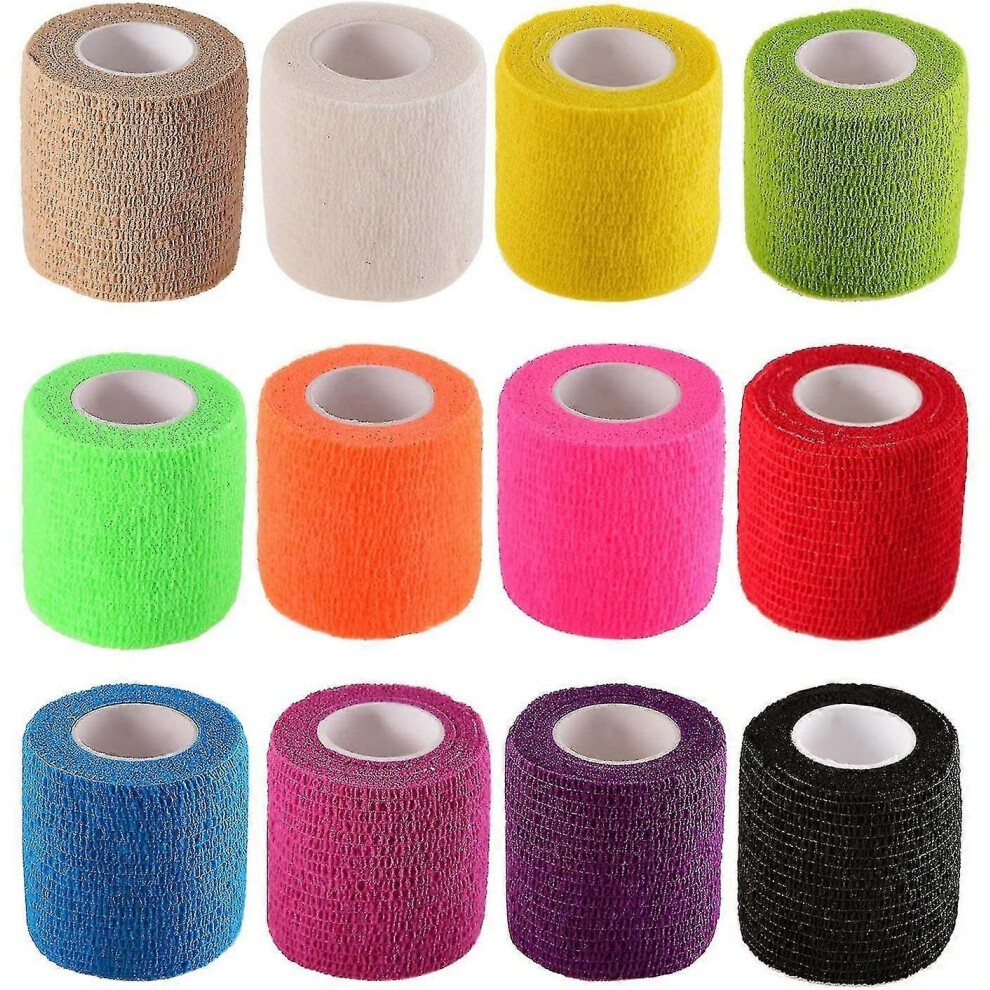 12 Pieces Adhesive Bandage Wrap Stretch Self-adherent Tape compatible with Sports, Wrist